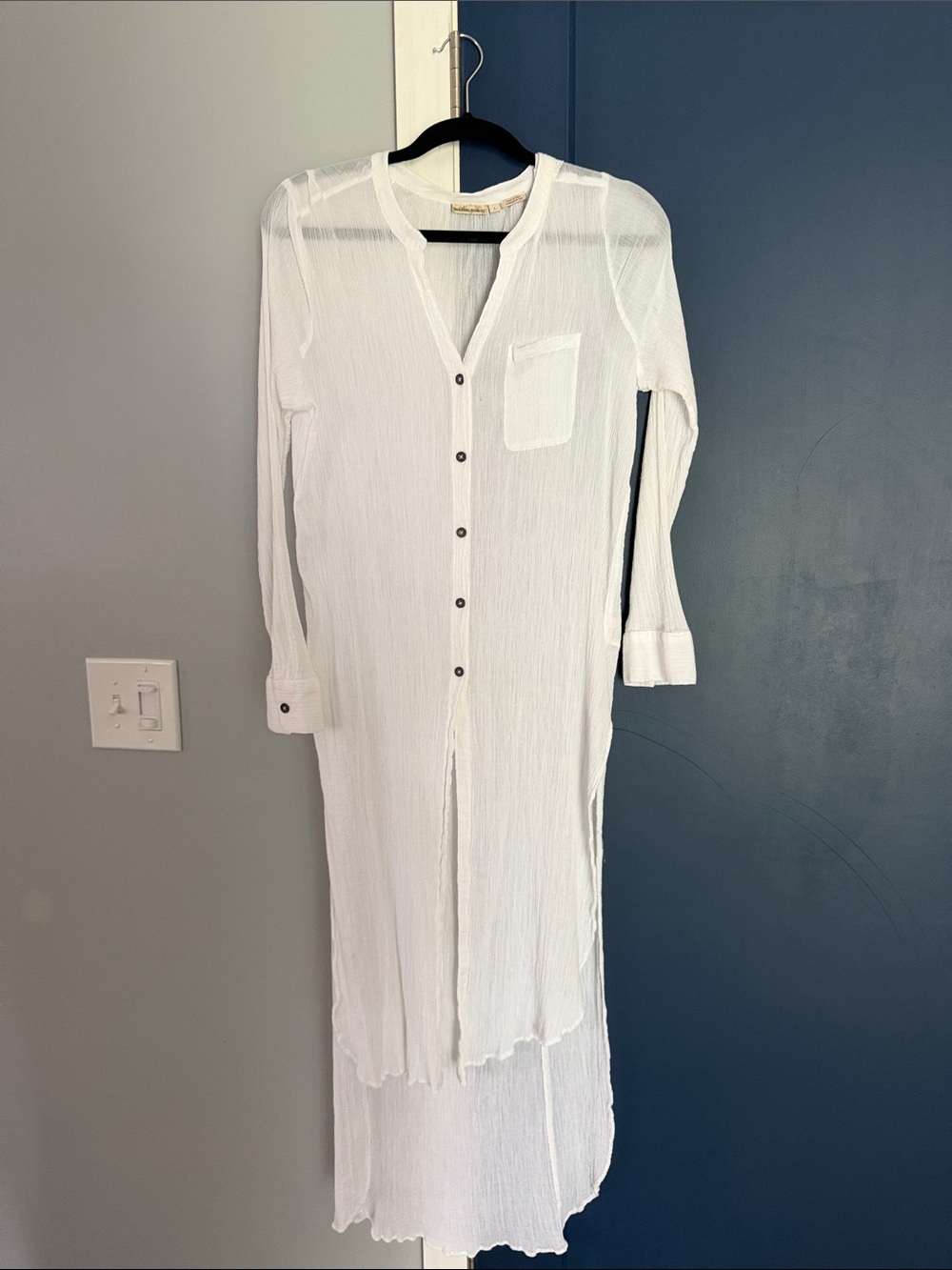 Anthropologie Holding Horses White Button-Front Maxi Shirt Dress Flowy